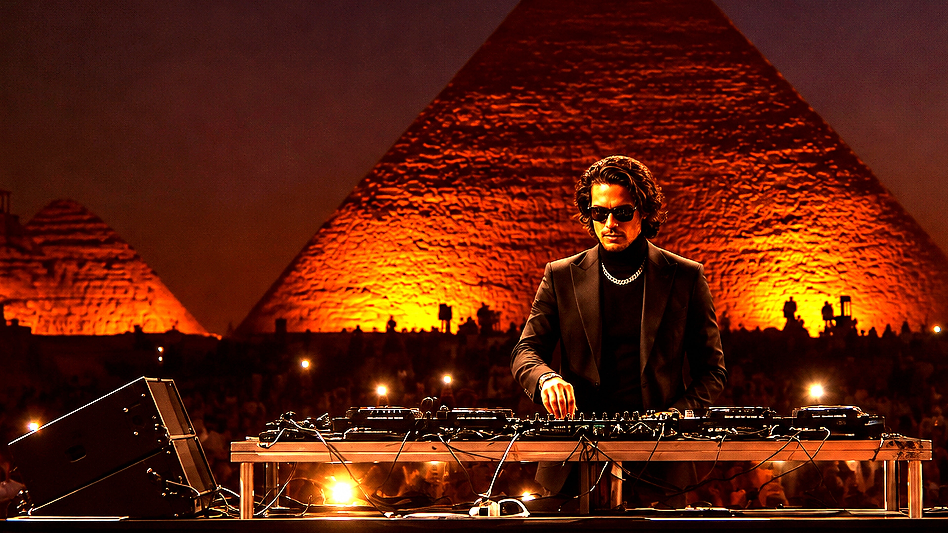 SAETER performing If I Had One More Life in front of the pyramids